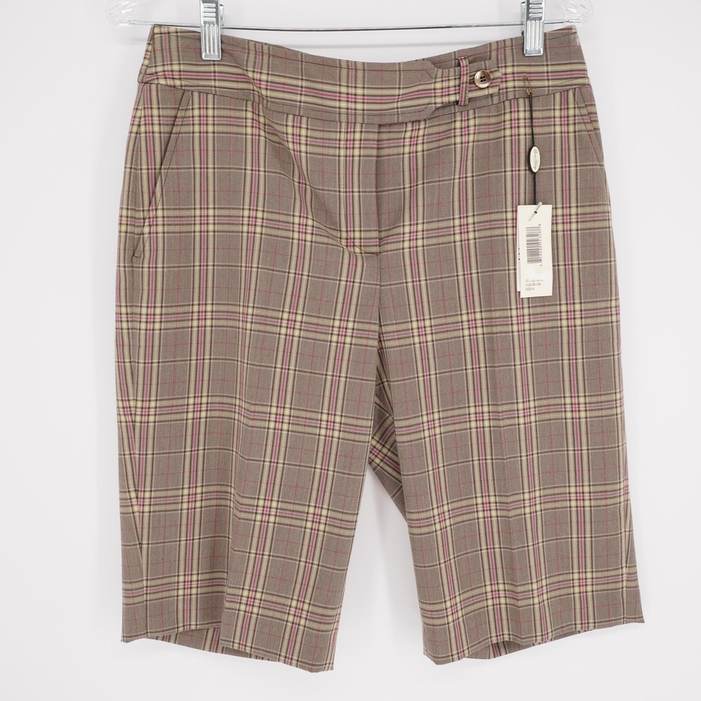 Sport Haley Plaid Bermuda Shorts Womens 6 Brown Preppy Golf Academia Stretch